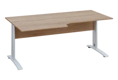 ERK 18 - 188 stůl kancelářský, rohový, levý, kovová podnož bílá, deska 18 mm, široký 1800 mm, dub bardolino